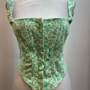 Zara Green Floral Corset Top M